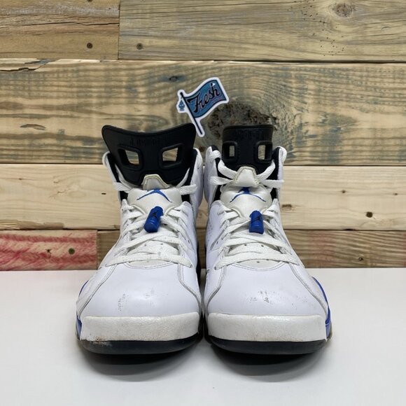 Nike Air Jordan 6 Retro Sports Casual Sneakers Men's Size 8 White Blue - Picture 2 of 12